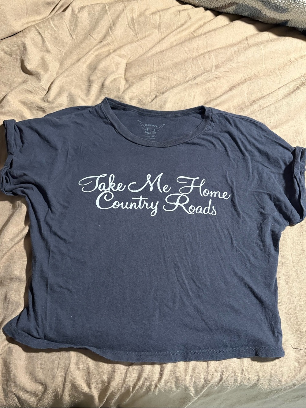 Bandit Brand Gray Cropped T-Shirt - “Take Me Home Country Roads”